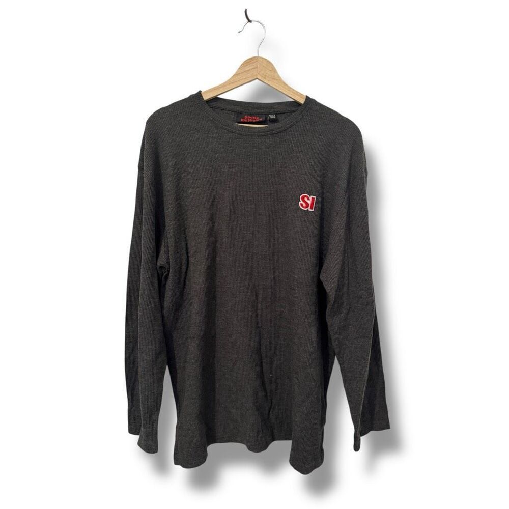 Sports Illustrated Thermal Waffle Knit Long Sleeve Shirt Gray Men's 2XL